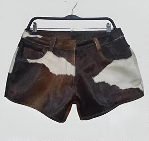 Fit Leather Shorts with Quilted Cow Hair on Leather High Quality Genuine Leather for Women Winter Leather Shorts - Product Image 1