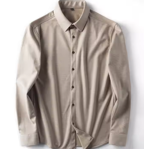 Sudadera de franela gruesa de manga larga informal de invierno para hombre ODM, camisa de punto de Color sólido con logotipo personalizado impreso, peso de tela de 180g - Product Image 5