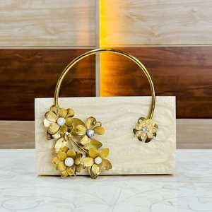 Woman Wooden Fancy Clutch <b>Bag</b> for Wedding Clutch Handbag Resin by Crafts Galore Geometric Bridal Clutch Ladies - Product Image 1