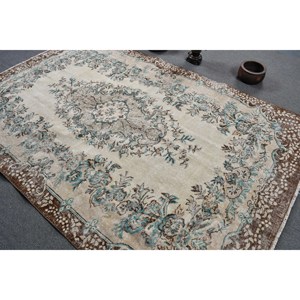 Classique Beige Marron 5.9X9 ft Vintage Tapis Turc Laine Grande Surface Patchwork pour Couloir Chambre Latex Parfait Tapis De Chevet - Product Image 4