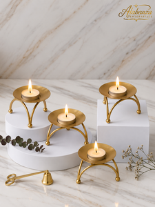 Stainless Steel Gold Finish Tripod and ring <b>Tealight</b> <b>Candle</b> Holder for Home Table Decor - Product Image 4