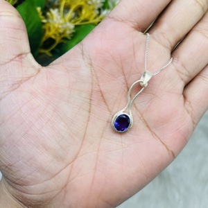 Améthyste africaine à facettes en argent sterling 925 faite à la main pendentif vintage en pierre précieuse bijoux fins cadeau pour les femmes - Product Image 1