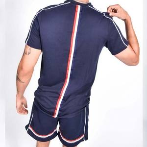 Conjuntos de ropa deportiva informal para hombre con logotipo OEM, pantalones cortos de algodón de talla grande, camiseta térmica de manga corta, pista de Color sólido para transpirable - Product Image 4