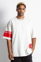 T-shirts pour hommes de haute qualité 100% coton, brodés et imprimés, col rond, jersey teinté, coupe ample