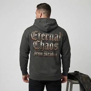 Sweat à capuche Heavy Metal Gothic avec impression graphique 3D métallique, effet délavé vintage, streetwear, 100% coton, écologique - Product Image 1