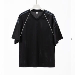 Poids lourd impression personnalisée Logo t-shirts surdimensionnés hommes logo privé blanc col montant t-shirts à manches courtes - Product Image 4