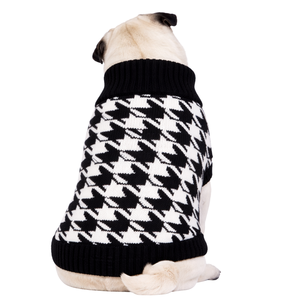 Black Patterned Dog Sweater Soft Warm Pet Pullover Cozy Winter Knitwear for Small Medium Dogs Stylish Design Comfort Wear - Product Image 2
