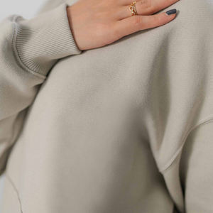 Sudadera con capucha de gran tamaño con hombros caídos para mujer más vendida, ropa de invierno de moda con logotipo frontal a bajo precio - Product Image 4