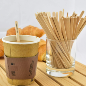 100% Premium Biodegradable 190mm Agitadores de madera de abedul Ecológico Desechable Bebida/Vajilla de café para el hogar Restaurantes Servir - Product Image 6