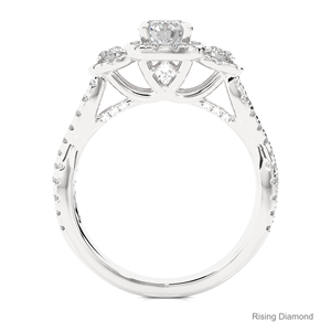 Anillo de compromiso de diamante cultivado en laboratorio de corte redondo de 0,5 quilates, anillo de diamante CVD de oro blanco de tres piedras, regalo de aniversario para ella - Product Image 2