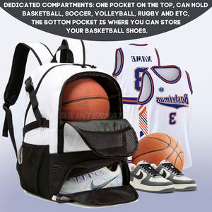 Vêtements de sport Sacs de basket-ball Sac à dos tout sport haute capacité personnalisé avec compartiment à chaussures et pochette pour bouteille - Product Image 3