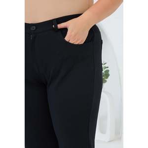 Pantalones de Punto Rectos Azul Marino para Mujer Talla Grande RMG con Mezcla de Elastano para Comodidad y Estilo en Invierno - Product Image 3