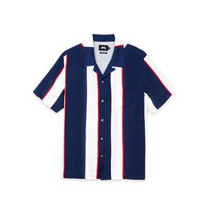   เสื้อเชิ้ตลำลองลายทางใหญ่ [111973-NVY] ผ้าฝ้ายป๊อปลินแขนยาว คอตั้ง สำหรับวัยรุ่นในฤดูใบไม้ร่วง - Product Image 1