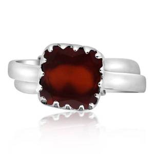 NOVAMART Fine Gomed Hessonite Garnet 3.25 Carat 12.25 Ratti Natural Certified Astrological Gemstone 925 <b>Silver</b> <b>Ring</b> <b>Adjustable</b> C - Product Image 1