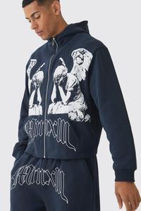 เสื้อฮู้ดก้านล่างเอวลอยทำจากผ้าฝ้ายพิมพ์ลายเต็มแนวสตรีทแวร์ออกแบบได้ตามต้องการสำหรับทุกเพศ - Product Image 6