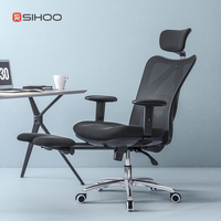 Chaise de bureau ergonomique grise Sihoo M18 accoudoir réglable 2D dossier en forme de S chaise en maille respirante inclinable à 130 degrés