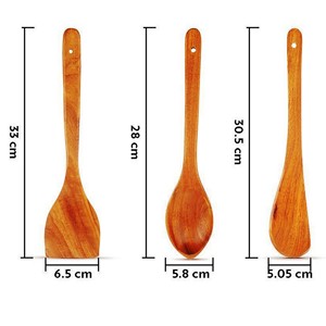 Juego de Servidores de Ensalada de Madera con 2 Espátulas, Utensilios Hechos a Mano Sostenibles, Artesanía Internacional Mirha, Tamaño S, Apto para Congelador - Product Image 6