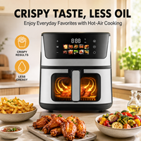 Friteuse à air double zone 6,1-8L grande capacité en acier inoxydable avec écran tactile, puissance 2001-2500W