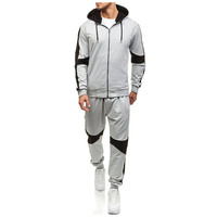 Yeni varış erkek setleri tasarım fermuarlı kapüşonlu eşofman üstü tişörtü özel adam için 100% polyester patchwork boy eşofman