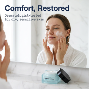 Crème Visage Réparatrice Barrière Cutanée à l'Acide Hyaluronique et Céramide Marque Blanche 50ml pour Peaux Sèches et Sensibles Hydratation 72H Vente en Gros OEM - Product Image 5