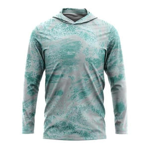 UPF 50 + Protección solar Manga larga Rendimiento Ropa deportiva Ropa de pesca Con capucha 100% Poliéster Spandex Diseño de impresión por sublimación - Product Image 1