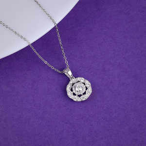 925 <b>Silver</b> Dahlia Bloom <b>Diamond</b> Pendant Elegant <b>Necklaces</b> Collection - Product Image 4