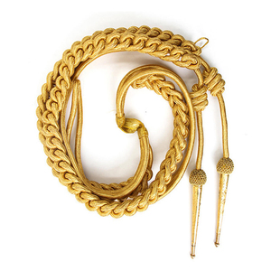 Prix usine cérémonie métallique or Aiguillettes fil de lingot et fil métallique cordons d'épaule uniformes couleurs personnalisables Logo - Product Image 1