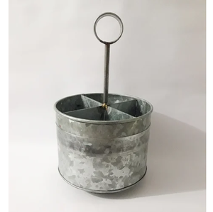 Organisateur de caddie d'ustensiles rotatif de style rustique rustique galvanisé Support de rangement de comptoir de cuisine Vente en gros - Product Image 1