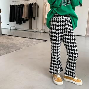 Amante, venta al por mayor, moda, nuevo estampado a cuadros, cintura alta, informal, Jogging, Jogger, pantalones acampanados, pantalones de mujer con estilo a la moda - Product Image 3