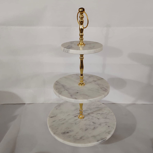 Support à gâteau en marbre en forme d'hexagone en laiton ligne et poignée support à cupcake en pierre verte prix de gros - Product Image 6