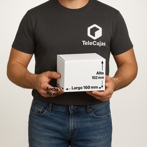 Caja Postal Pequeña y Resistente de Cartón 160x115x102 mm con Solapas BLANCA Interior y Exterior Kraft Aséptico de 2 cm de Grosor - Product Image 3