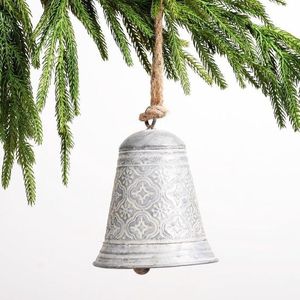 Cloche galvanisée pour décoration de Noël Vente en gros Artisanat en métal Cloche suspendue pour le jardin Cloches élégantes à revêtement gris Design abstrait - Product Image 2