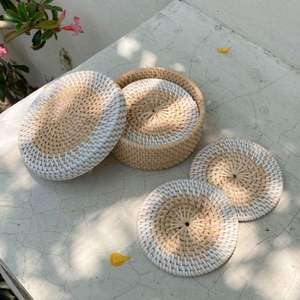 Posavasos de té de ratán tejido a mano, posavasos de mimbre de diseñador para beber, taza de té de vidrio, posavasos, alfombrillas y almohadillas, manteles individuales - Product Image 4