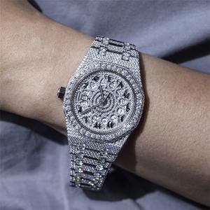 Montre automatique de luxe pour homme en moissanite blanche, cadran arabe fait main, verre VVS1, boîtier argenté, étanche 10m - Product Image 1