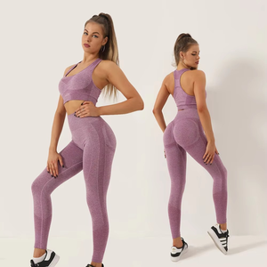 Tallas grandes al por mayor alta calidad moda alta cintura belleza entrenamiento transpirable 2 uds conjuntos de Yoga Fitness mujeres - Product Image 1