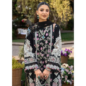 Ensemble 3 pièces ELAF : Chemise brodée lourde avec dupatta en mousseline imprimée et pantalon pour printemps/été - BIC-4723 - Product Image 2