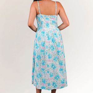 Vestido Midi Floral de Algodón para Mujer, Diseño Personalizado, Estilo Gótico Informal, Tallas XS-5XL, Transpirable, Cintura Natural, para el Día a Día o para Salir de Fiesta - Product Image 1