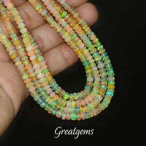 Collier de perles d'opale naturelle feu jaune 14 pouces pour la fabrication de bijoux en pierres précieuses occasion d'anniversaire unisexe - Product Image 2