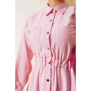 Robe rayée à boutons métalliques Rose - Product Image 2