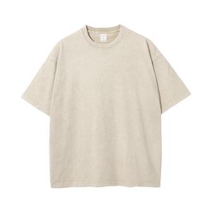 Unisex lavado pesado 100% algodón 250G Color sólido manga corta Camiseta de gran tamaño de talla grande diseño al por mayor de los hombres - Product Image 4