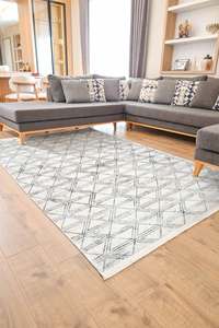 Alfombra Turca Turkua Home de Terciopelo Gris Claro, Lavable, 8mm, Vintage, Tejida, de Poliéster y Acrílico, Antideslizante, con Patrón Oriental, Personalizable - Product Image 3