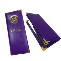 Couverture de menu en cuir PU A5/A4/A3 personnalisée de haute qualité, mode élégante, impression personnalisée du logo