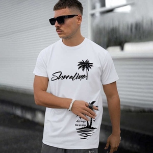 เสื้อยืดคอกลมผู้ชายสไตล์วินเทจ ผ้าสแปนเด็กซ์/โพลีเอสเตอร์ ถักทอ แขนสั้น สปอร์ต ดีไซน์เรียบง่าย พิมพ์ลายสตรีทสุดฮิตสำหรับฤดูร้อน - Product Image 6