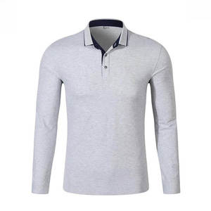 Vente en gros taille personnalisée hommes 100% coton pour polos solide haute rue contraste couleur manches longues techniques brodées - Product Image 3