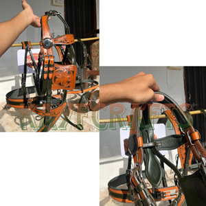 Ensemble exclusif de harnais de conduite de cheval en cuir bicolore chariot complet Buggy Horsecart tirant le cheval transport spécial - Product Image 4