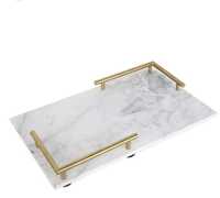 Plateau de service de mariage moderne en marbre et pierre, personnalisé, avec poignées métalliques, écologique, naturel, avec logo personnalisé, vente en gros VISHAL HANDICRAFT
