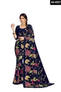 Dernière Georgette Saree Tissu Usure Fil Séquence Travail Banglory Soie Plaine Blouse Matériel pour Party Wear Fonction Indian - Product Image 2