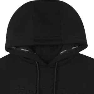 Sweat à capuche gaufré de qualité supérieure pour hommes Noir lourd 100% coton Coupe décontractée Design minimaliste avec cordons à bout ciré - Product Image 4