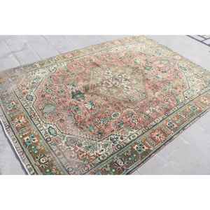 Alfombra Vintage de 6.4x9.4 pies, Alfombra Turca Grande, Alfombra con Rayas Rojas - Product Image 2