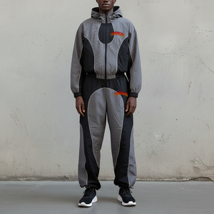 Ensemble sweat à capuche et pantalon de survêtement en molleton 100 % coton léger, respirant, avec logo imprimé personnalisé, pour homme, style streetwear décontracté, hiver, 2 pièces - Product Image 5